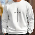 MBD Men's Parisian Letter Print Sweatshirt - Casual Crewneck Top   OAXG White / FR S