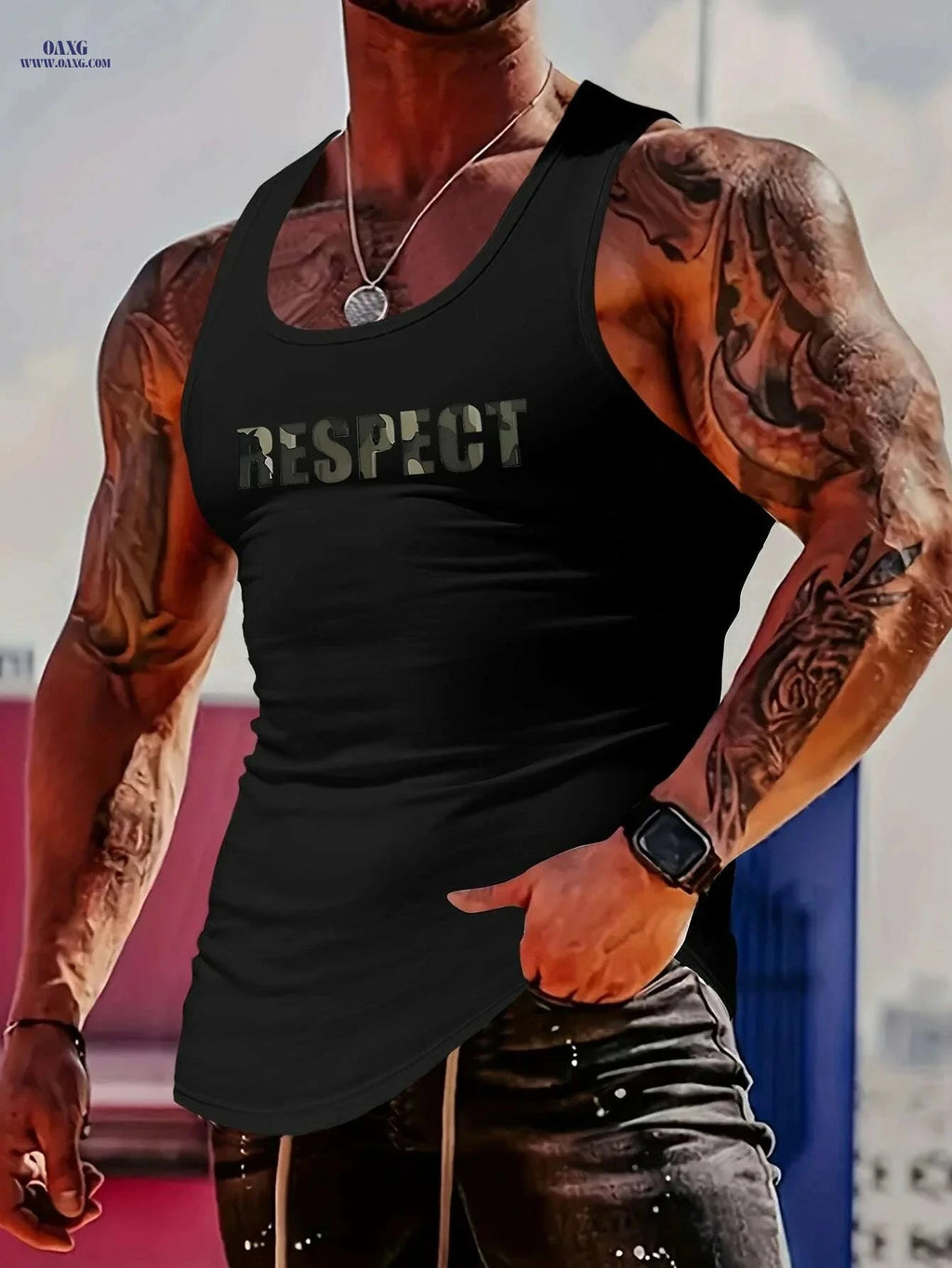MBD Men's Slim Fit Muscle Tank Top - Trendy Iron Tower Design   OAXG Black / S