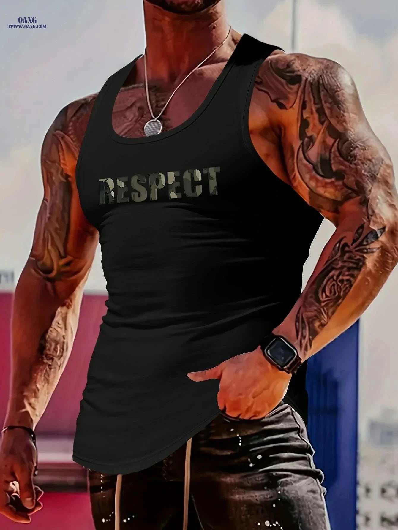 MBD Men's Slim Fit Muscle Tank Top - Trendy Iron Tower Design   OAXG Black / S