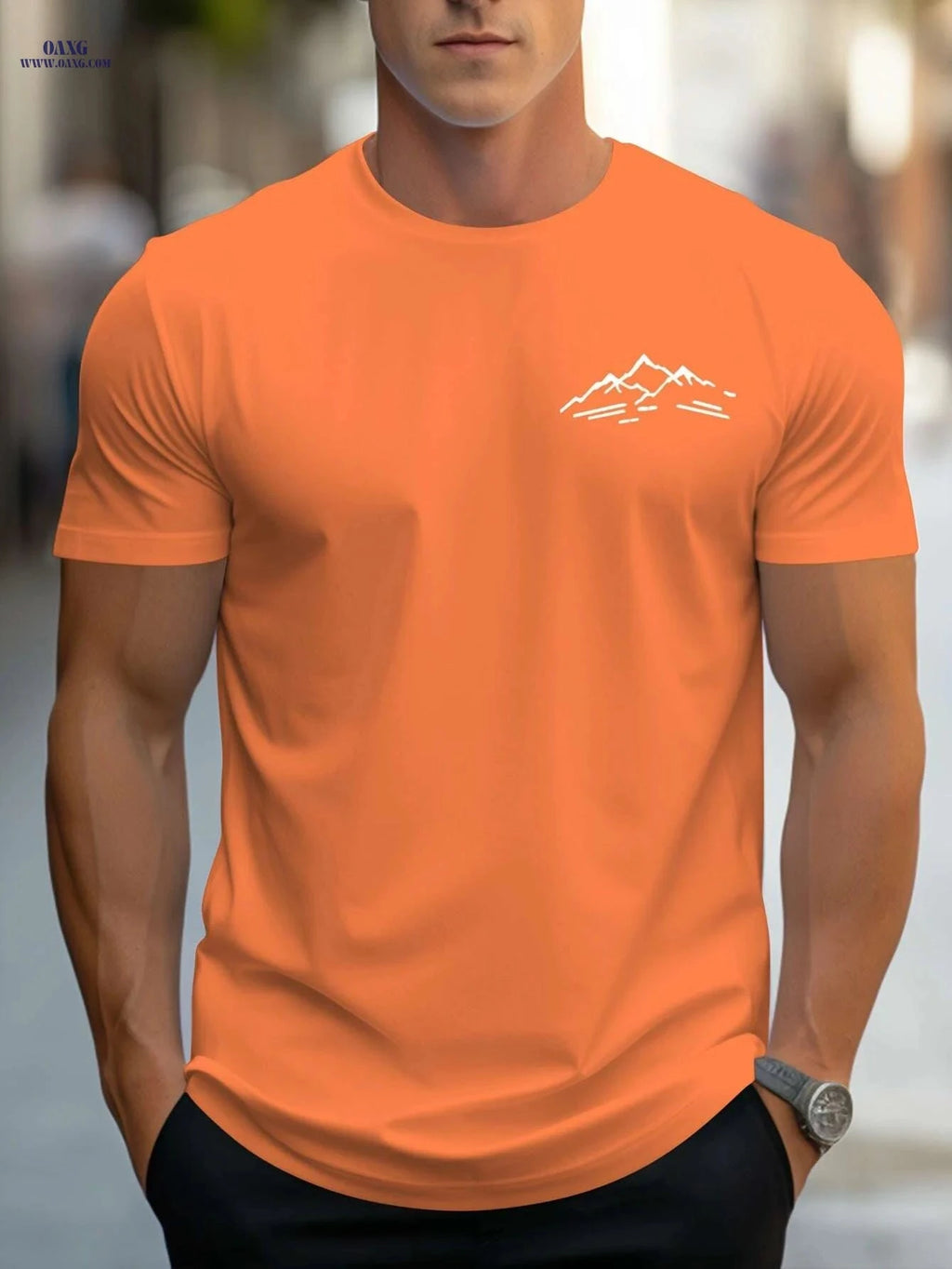 MBD Regular Fit Mountain Print Short Sleeve Tee - Casual Summer Style   OAXG 