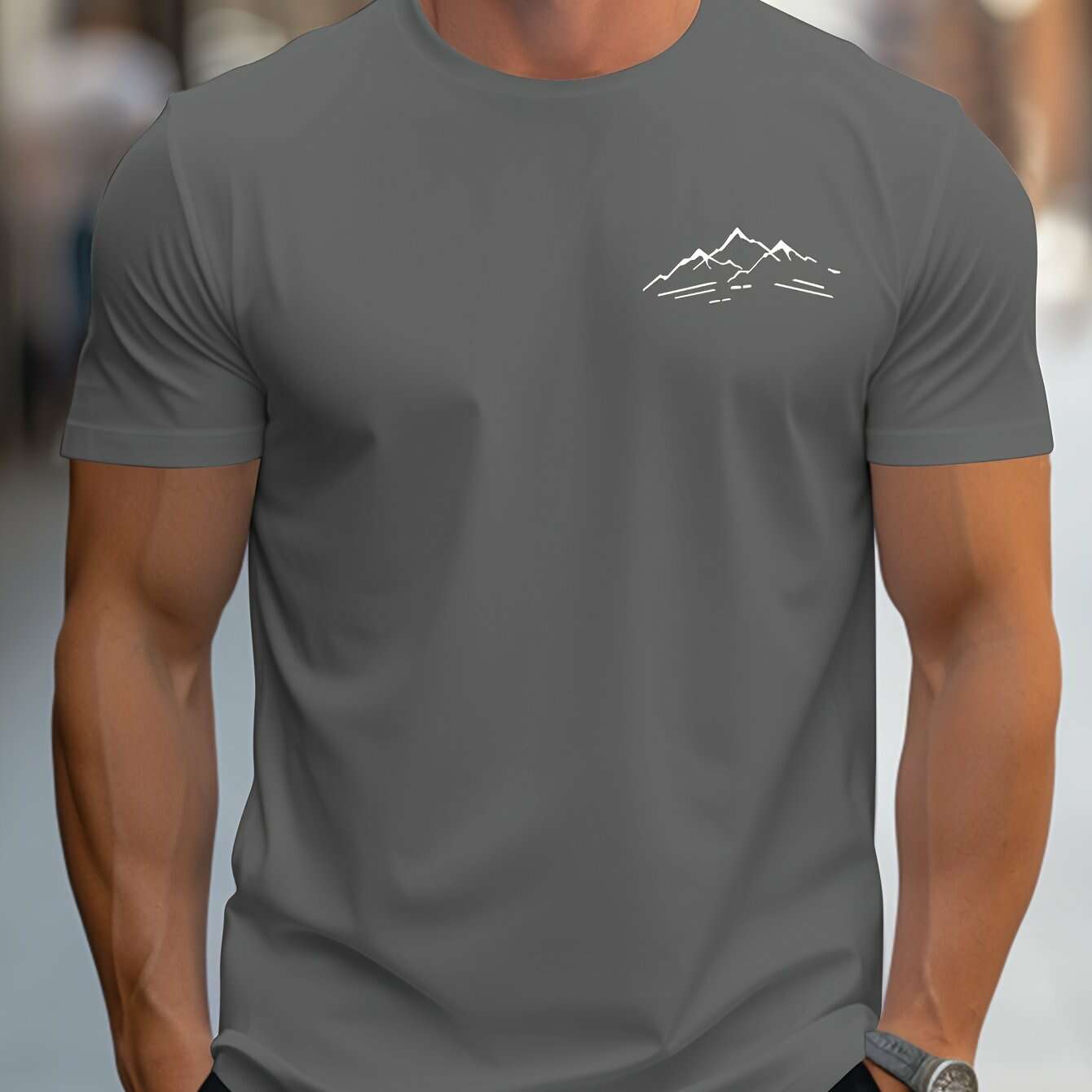 MBD Regular Fit Mountain Print Short Sleeve Tee - Casual Summer Style   OAXG 