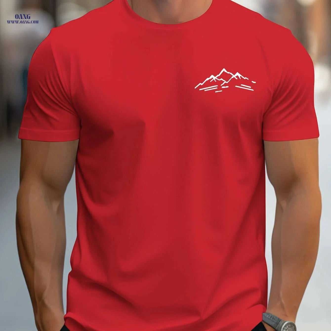 MBD Regular Fit Mountain Print Short Sleeve Tee - Casual Summer Style   OAXG 