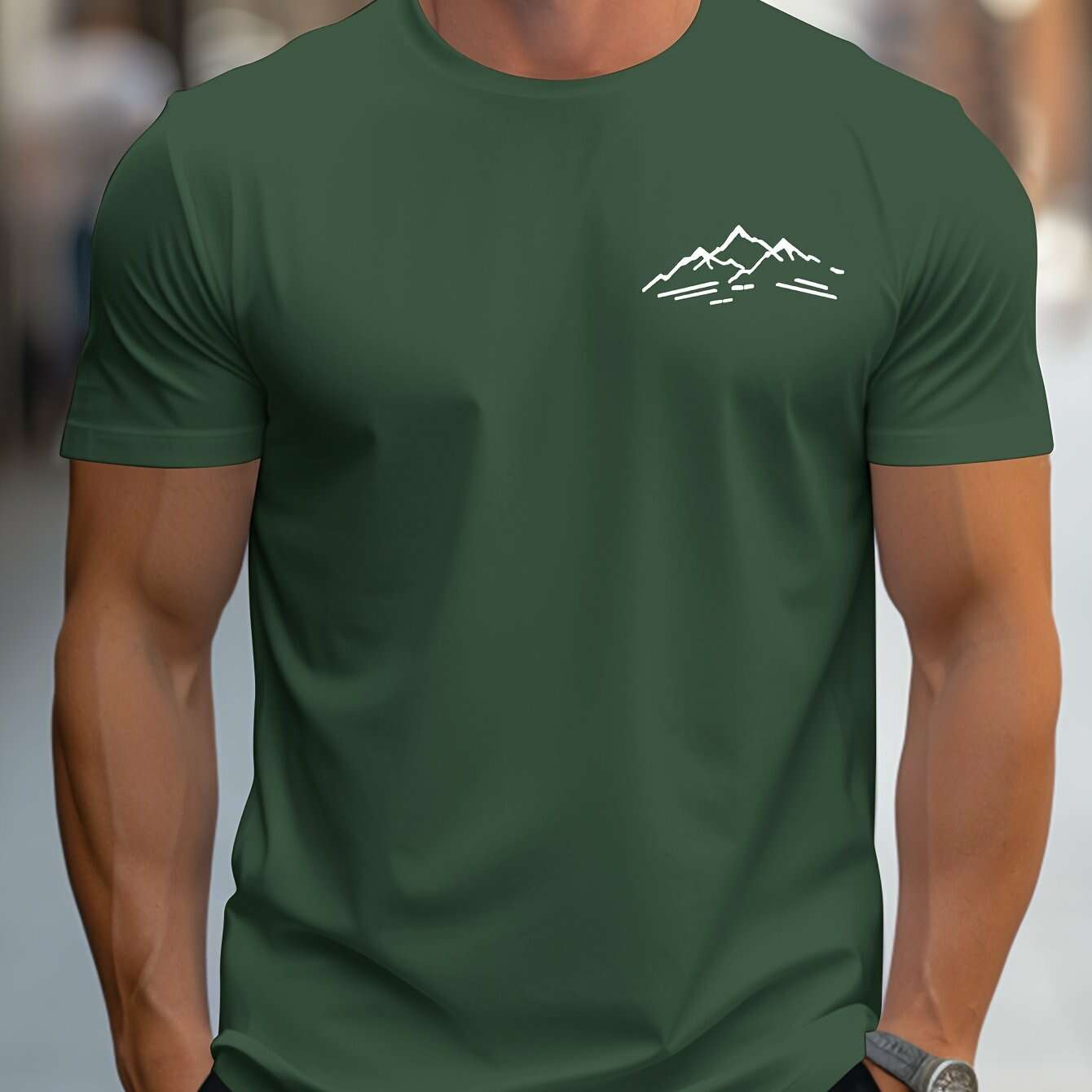 MBD Regular Fit Mountain Print Short Sleeve Tee - Casual Summer Style   OAXG 