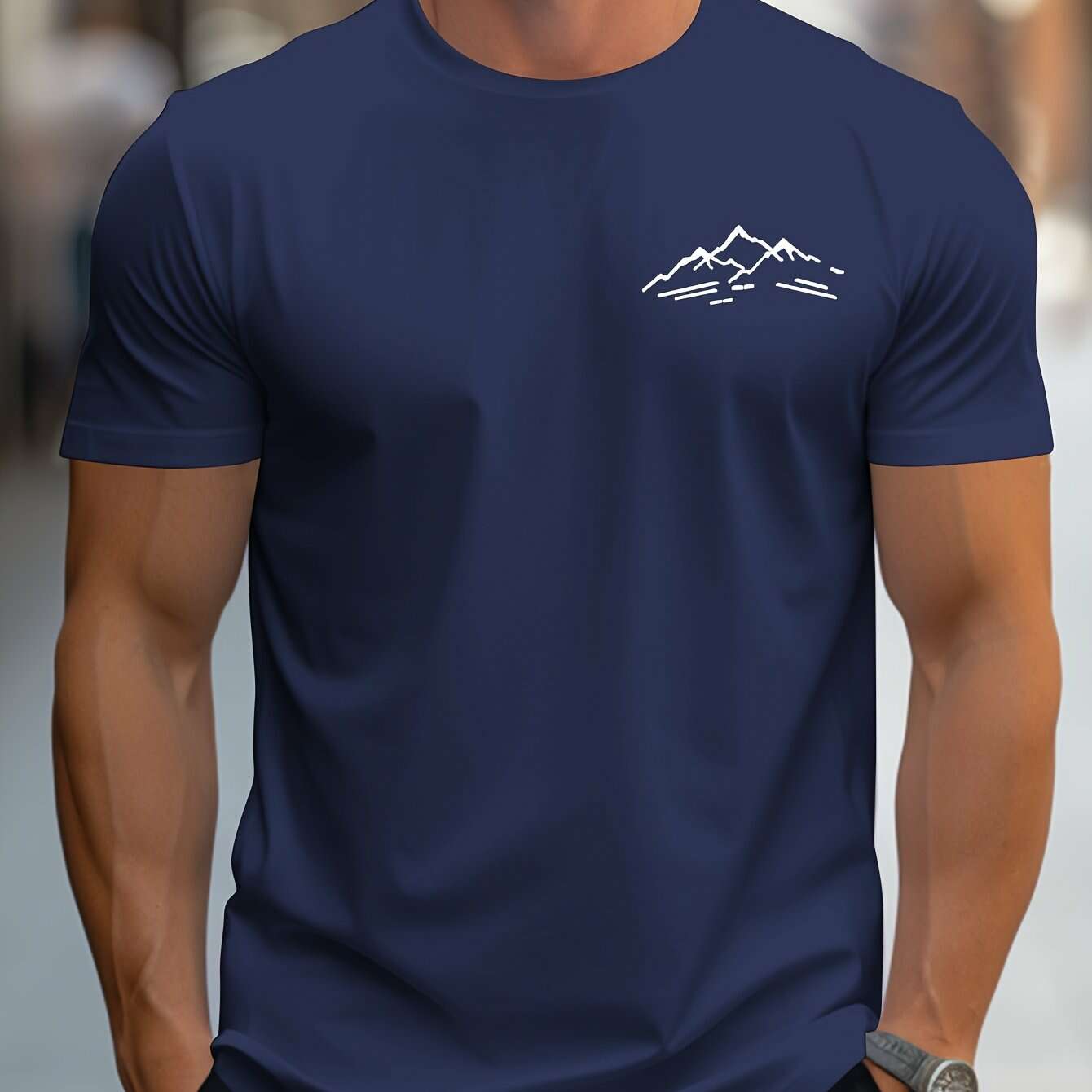 MBD Regular Fit Mountain Print Short Sleeve Tee - Casual Summer Style   OAXG 