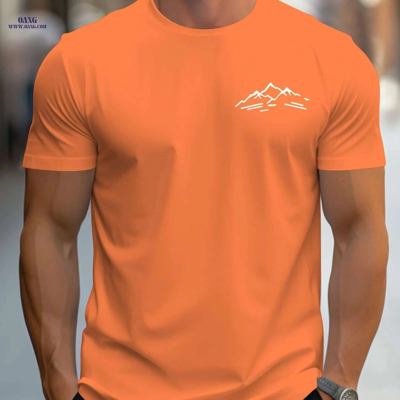 MBD Regular Fit Mountain Print Short Sleeve Tee - Casual Summer Style   OAXG 