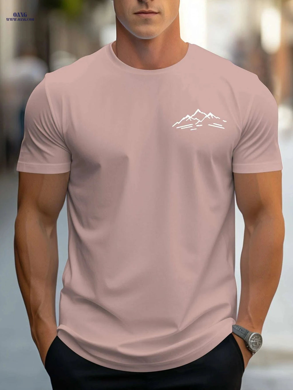 MBD Regular Fit Mountain Print Short Sleeve Tee - Casual Summer Style   OAXG Black / S
