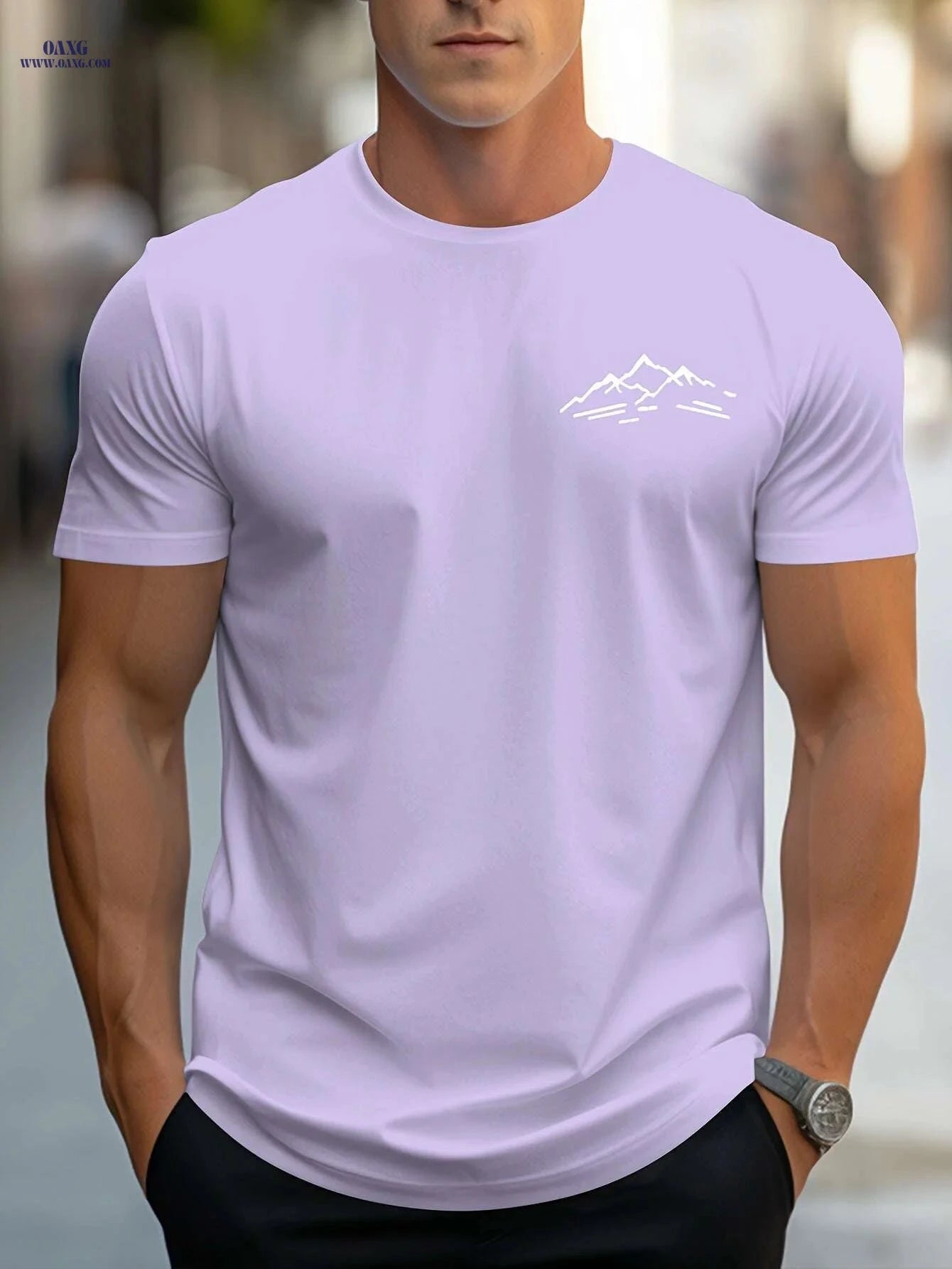 MBD Regular Fit Mountain Print Short Sleeve Tee - Casual Summer Style   OAXG Black / S