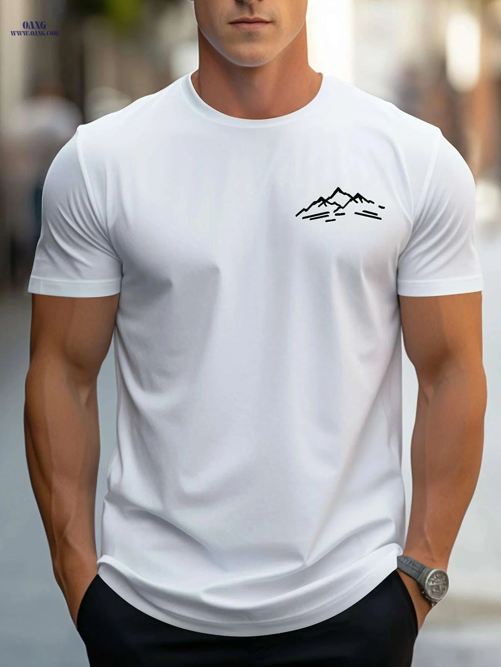 MBD Regular Fit Mountain Print Short Sleeve Tee - Casual Summer Style   OAXG Black / S