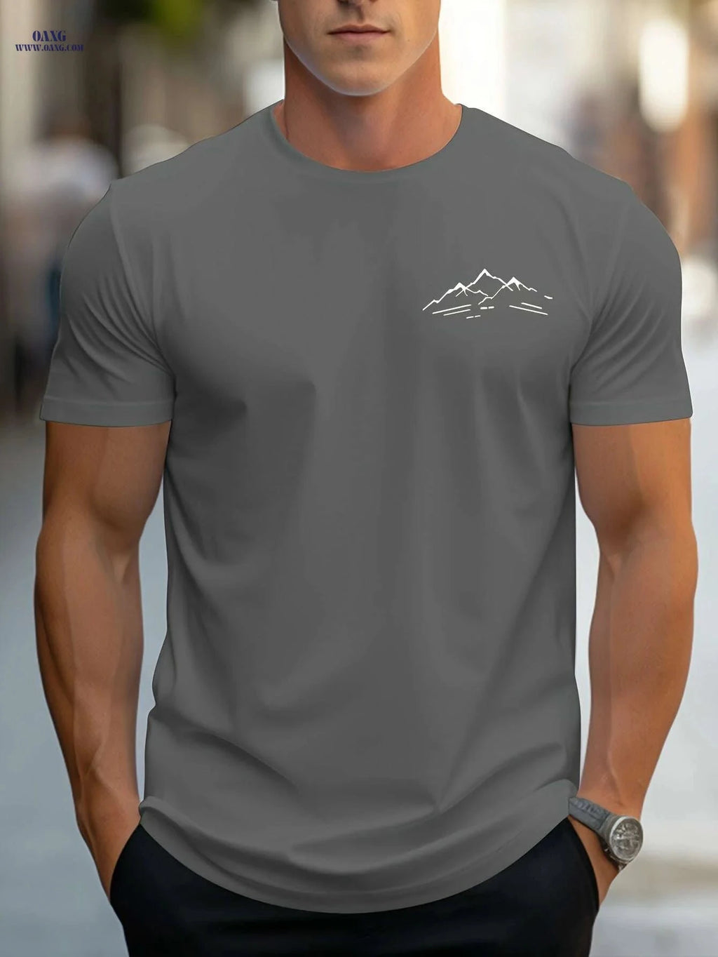 MBD Regular Fit Mountain Print Short Sleeve Tee - Casual Summer Style   OAXG Black / S