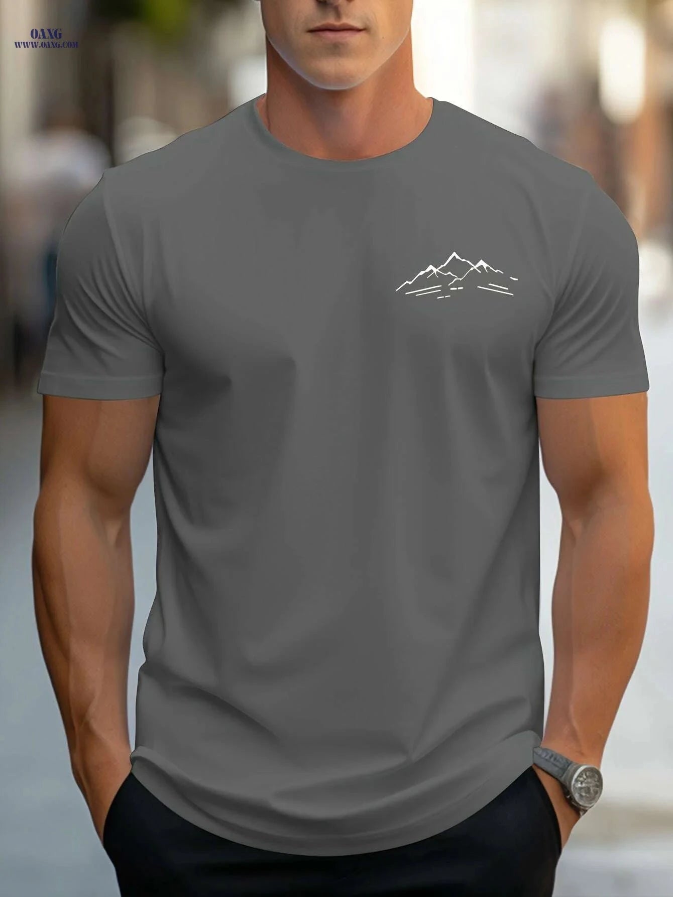 MBD Regular Fit Mountain Print Short Sleeve Tee - Casual Summer Style   OAXG Black / S