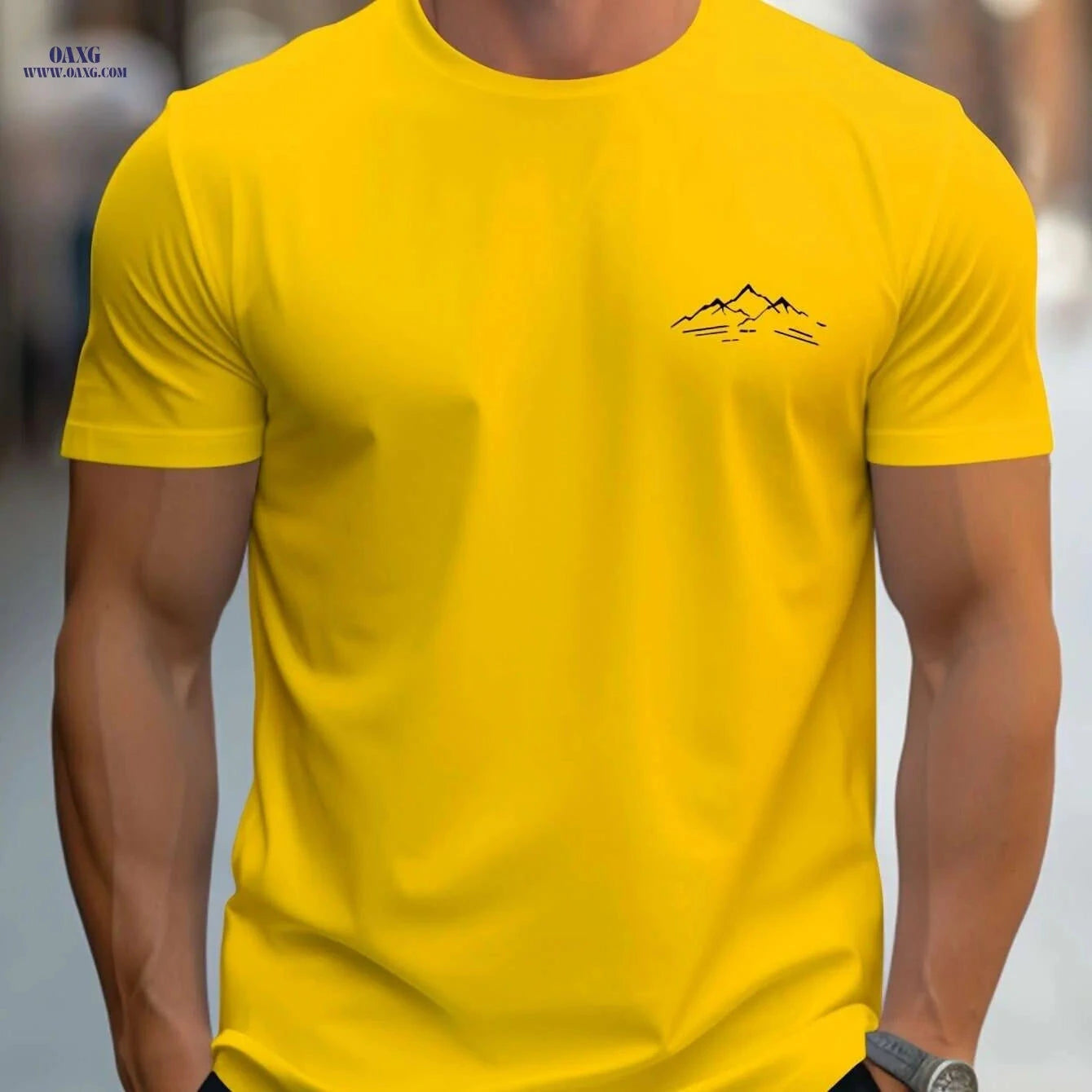 MBD Regular Fit Mountain Print Short Sleeve Tee - Casual Summer Style   OAXG 
