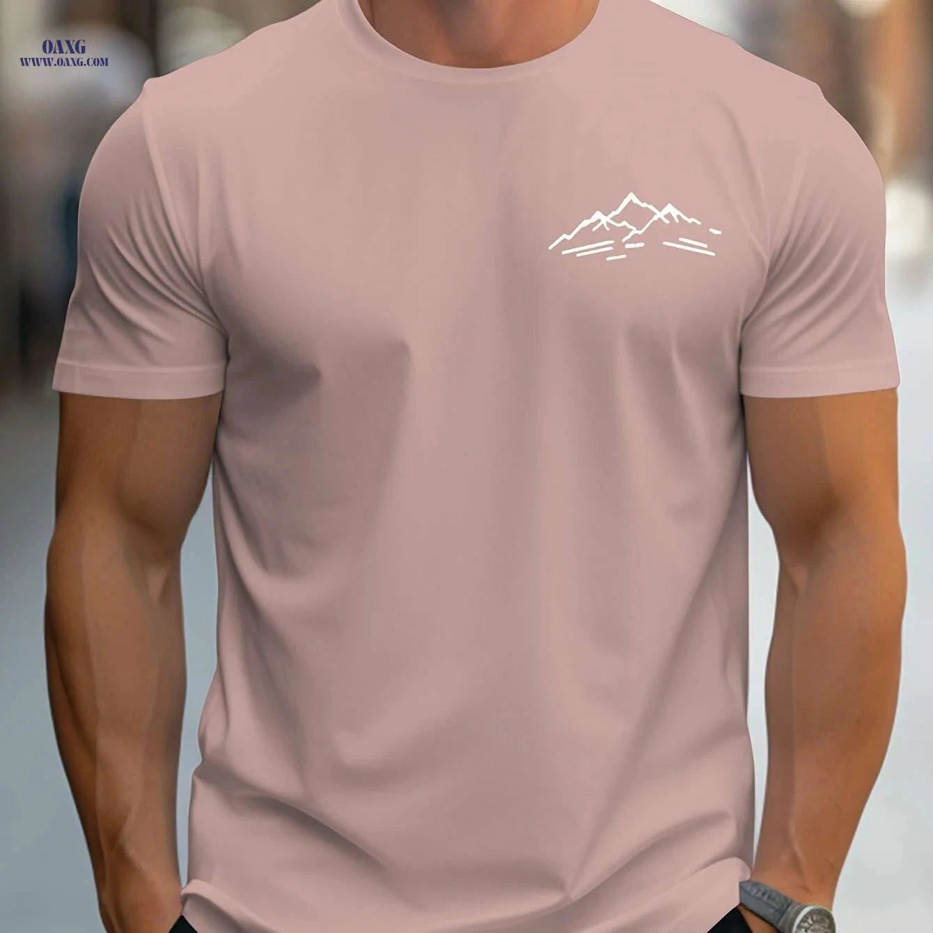 MBD Regular Fit Mountain Print Short Sleeve Tee - Casual Summer Style   OAXG 
