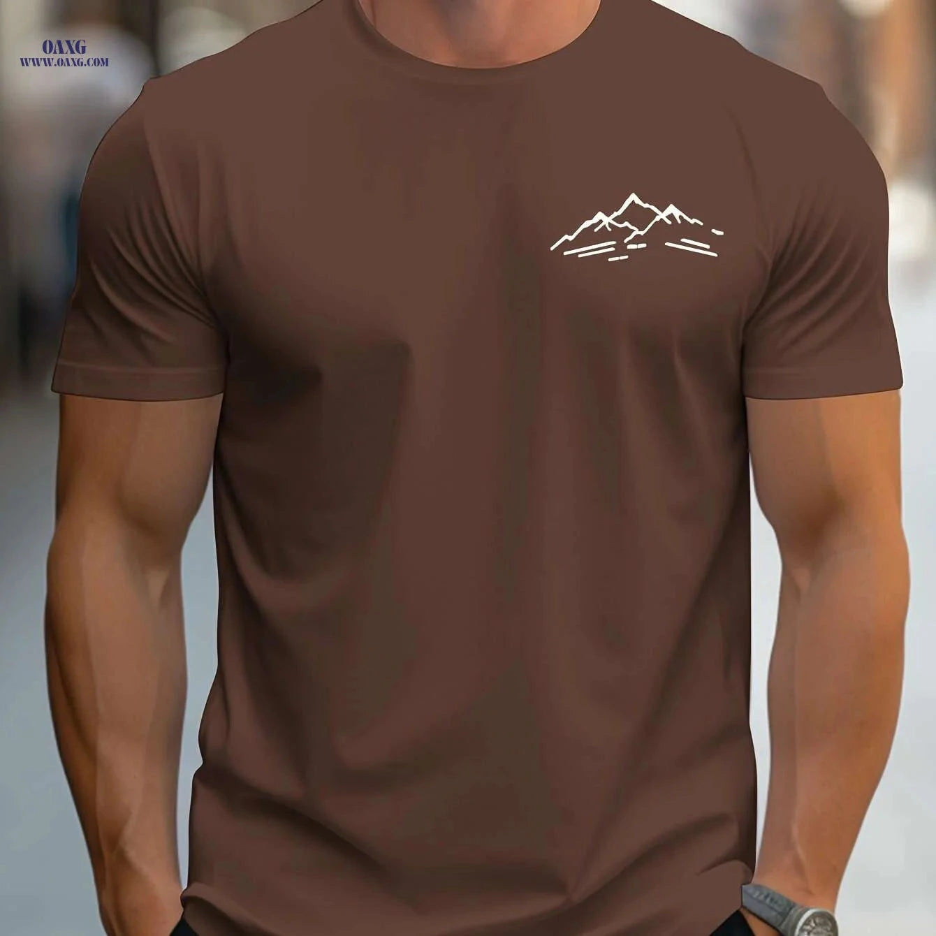 MBD Regular Fit Mountain Print Short Sleeve Tee - Casual Summer Style   OAXG 