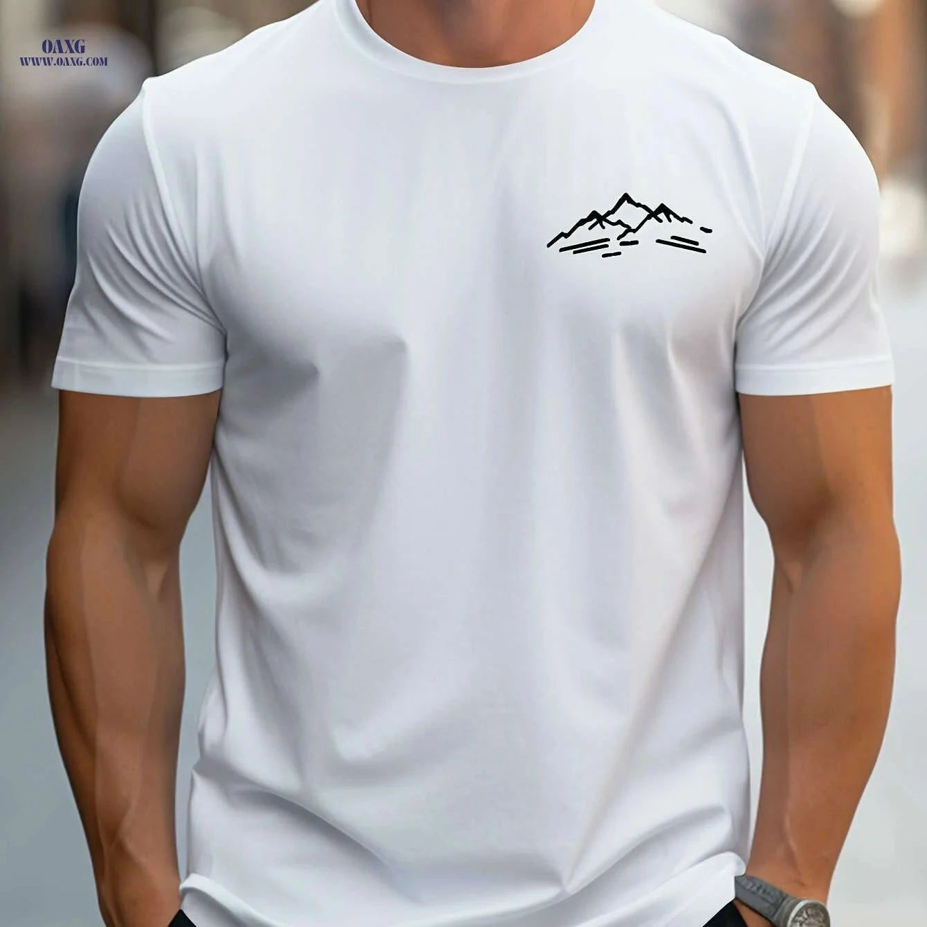 MBD Regular Fit Mountain Print Short Sleeve Tee - Casual Summer Style   OAXG 