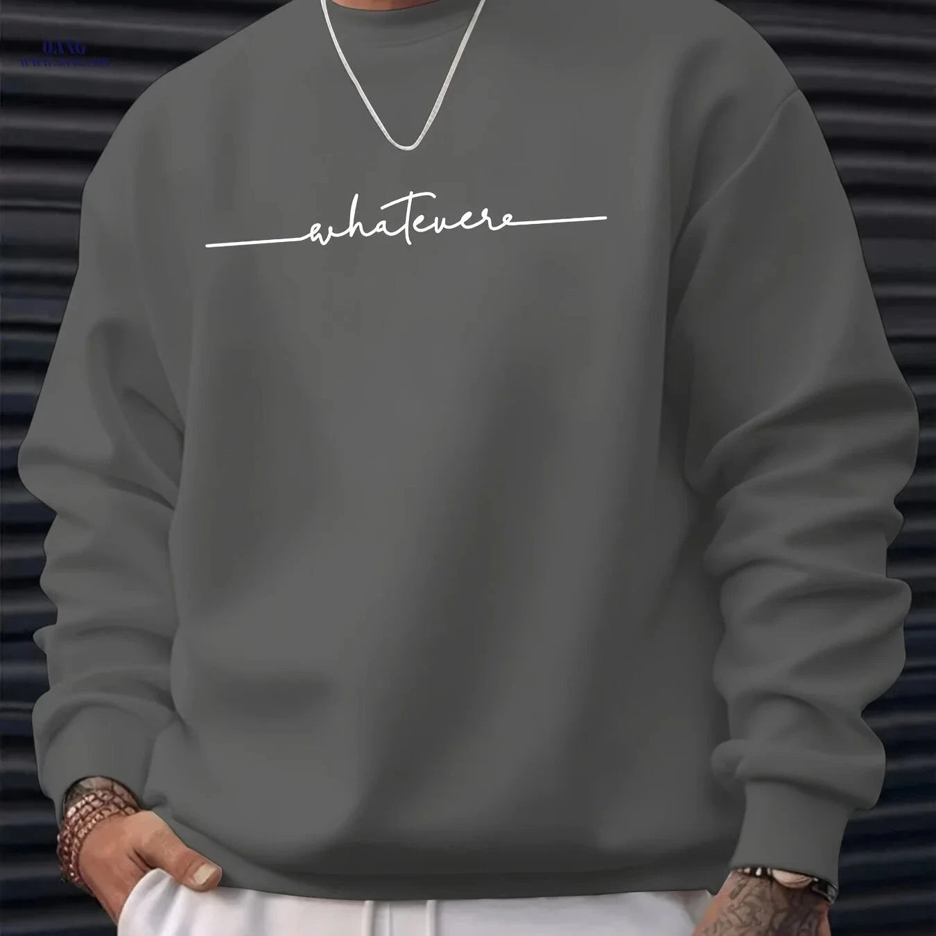 MBD Unisex Casual Crew Neck Sweatshirt - Trendy Artistic Word Print   OAXG 