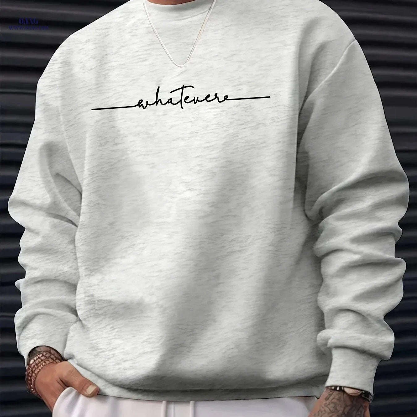 MBD Unisex Casual Crew Neck Sweatshirt - Trendy Artistic Word Print   OAXG Apricot / FR S