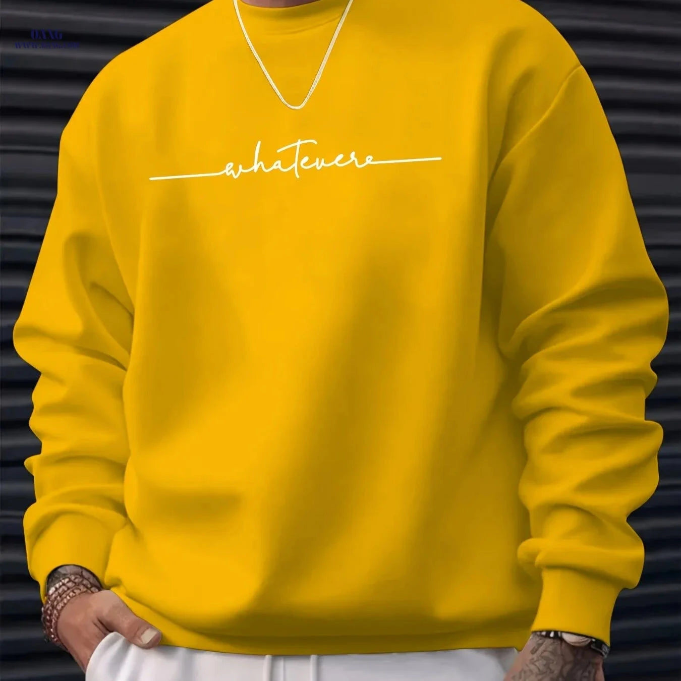 MBD Unisex Casual Crew Neck Sweatshirt - Trendy Artistic Word Print   OAXG Apricot / FR S