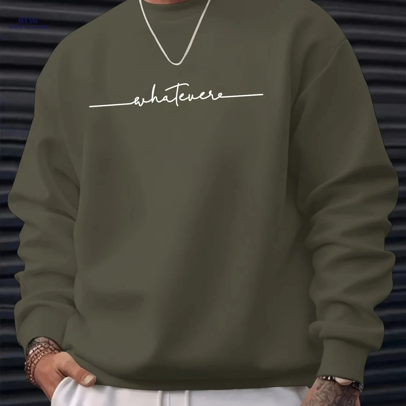 MBD Unisex Casual Crew Neck Sweatshirt - Trendy Artistic Word Print   OAXG Apricot / FR S