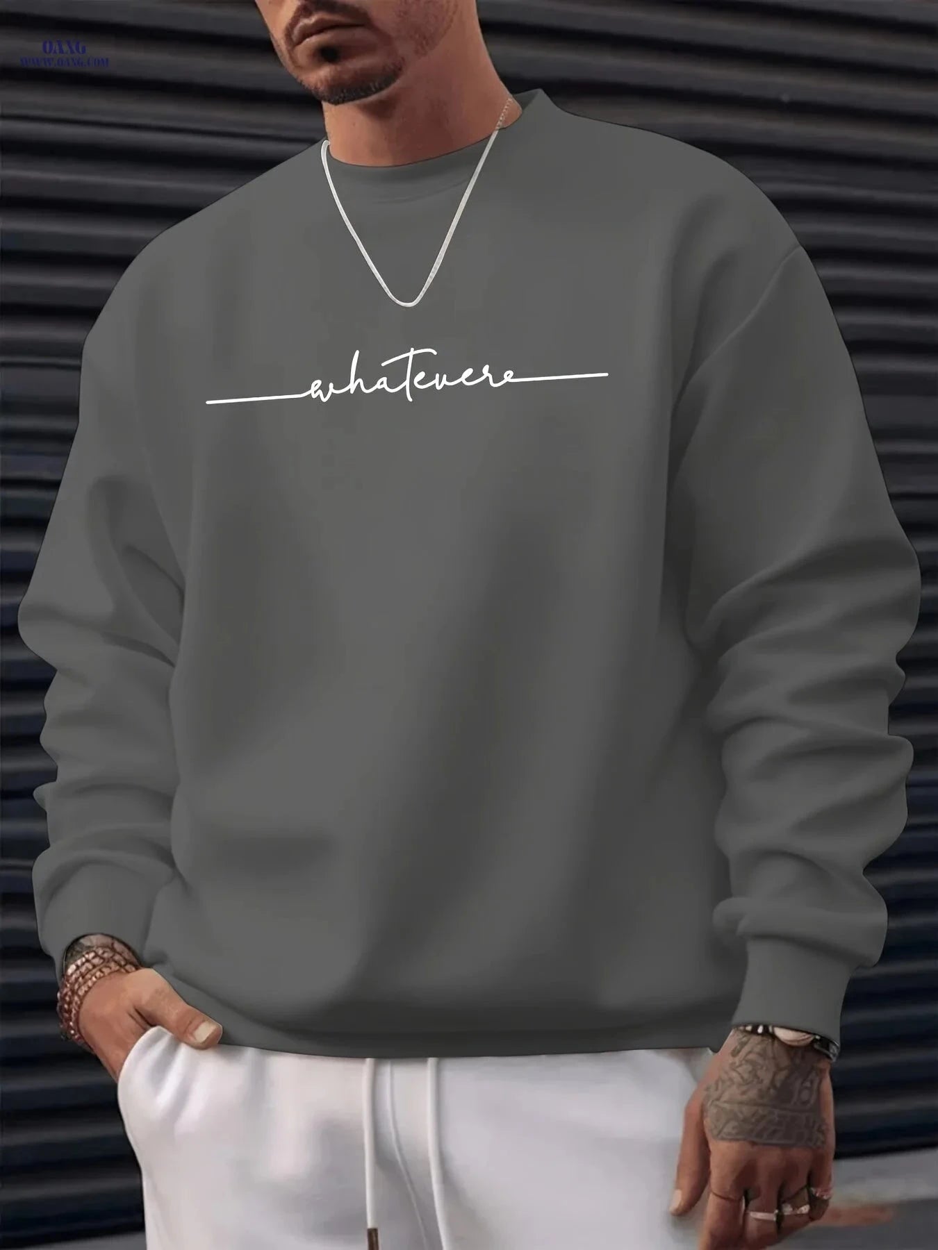 MBD Unisex Casual Crew Neck Sweatshirt - Trendy Artistic Word Print   OAXG Apricot / FR S