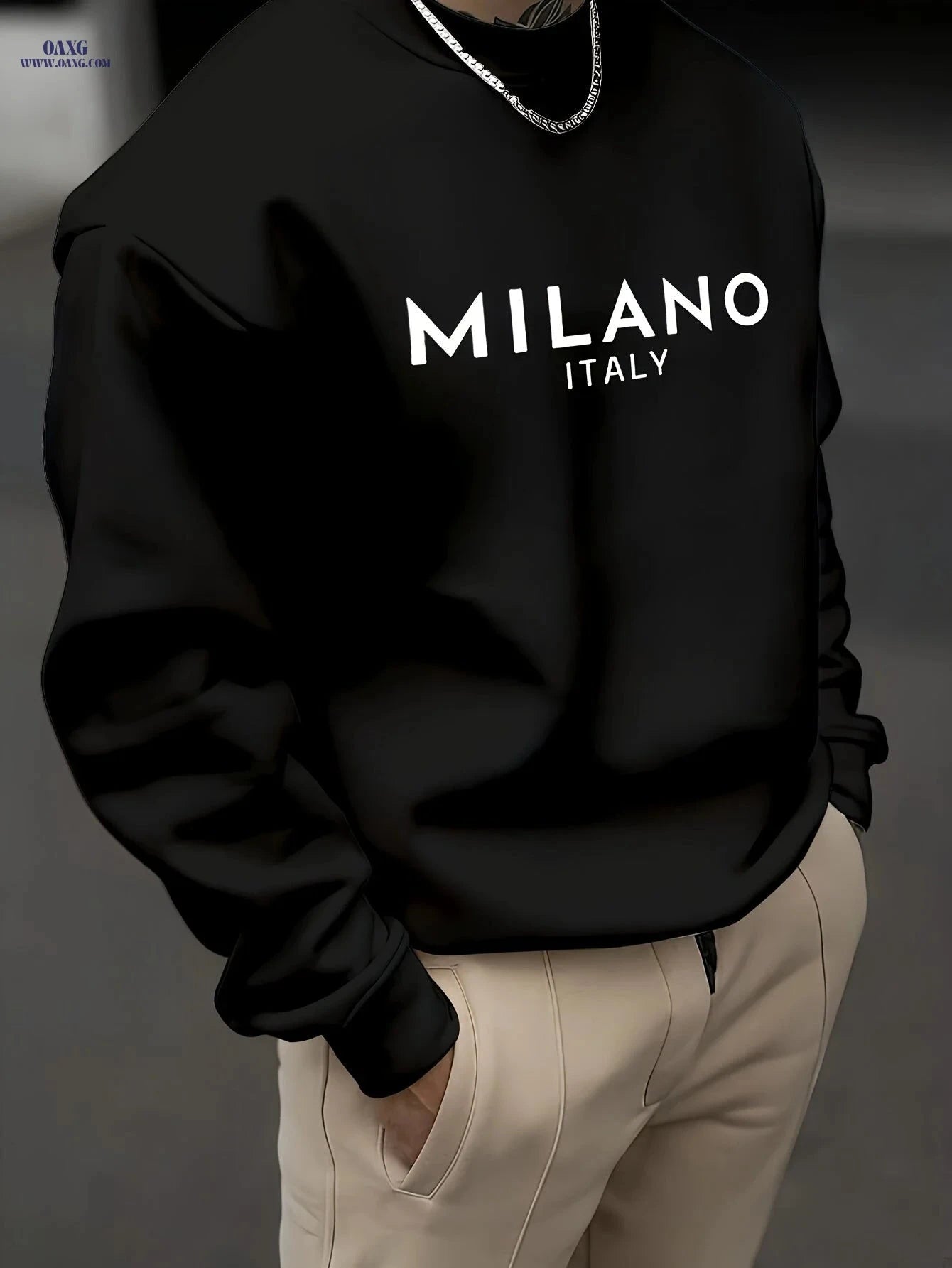 MBD Unisex Casual Crew Neck Sweatshirt - Trendy Artistic Word Print   OAXG 
