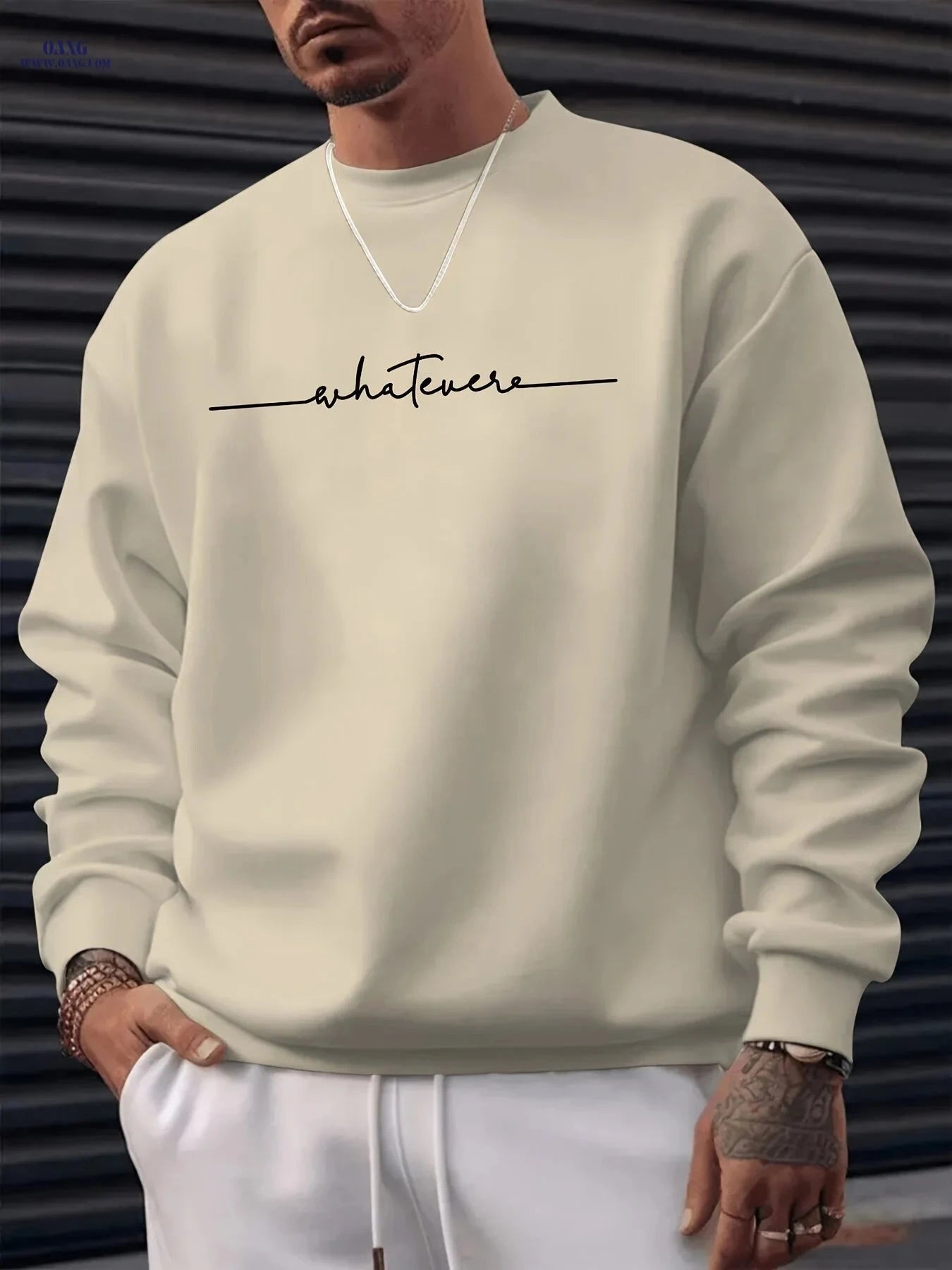 MBD Unisex Casual Crew Neck Sweatshirt - Trendy Artistic Word Print   OAXG 