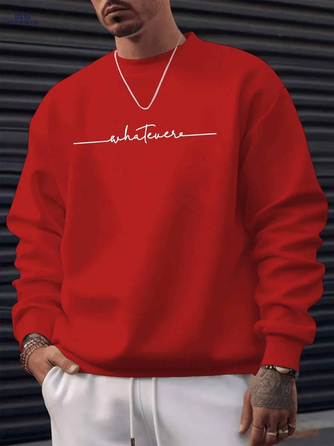 MBD Unisex Casual Crew Neck Sweatshirt - Trendy Artistic Word Print   OAXG 