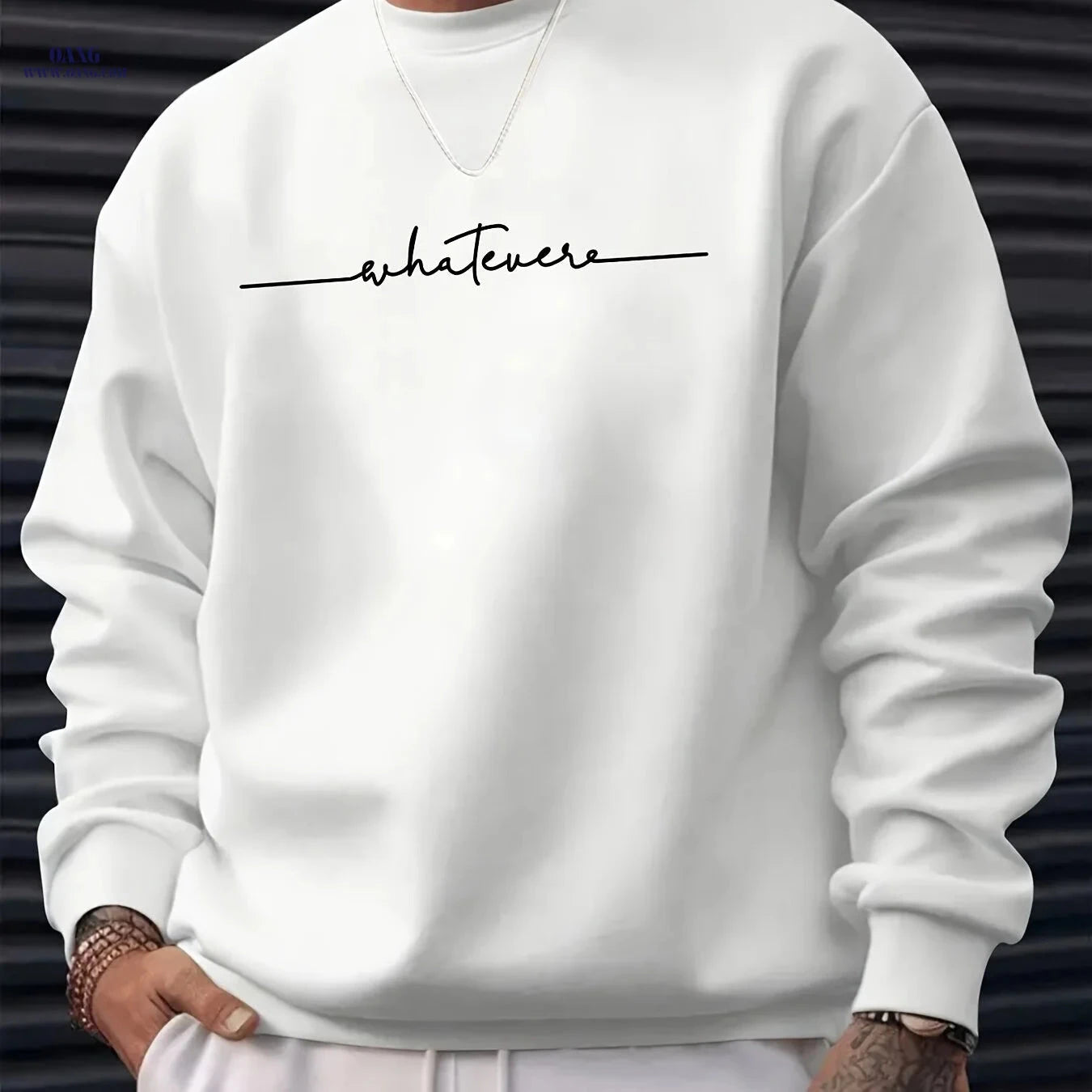MBD Unisex Casual Crew Neck Sweatshirt - Trendy Artistic Word Print   OAXG 
