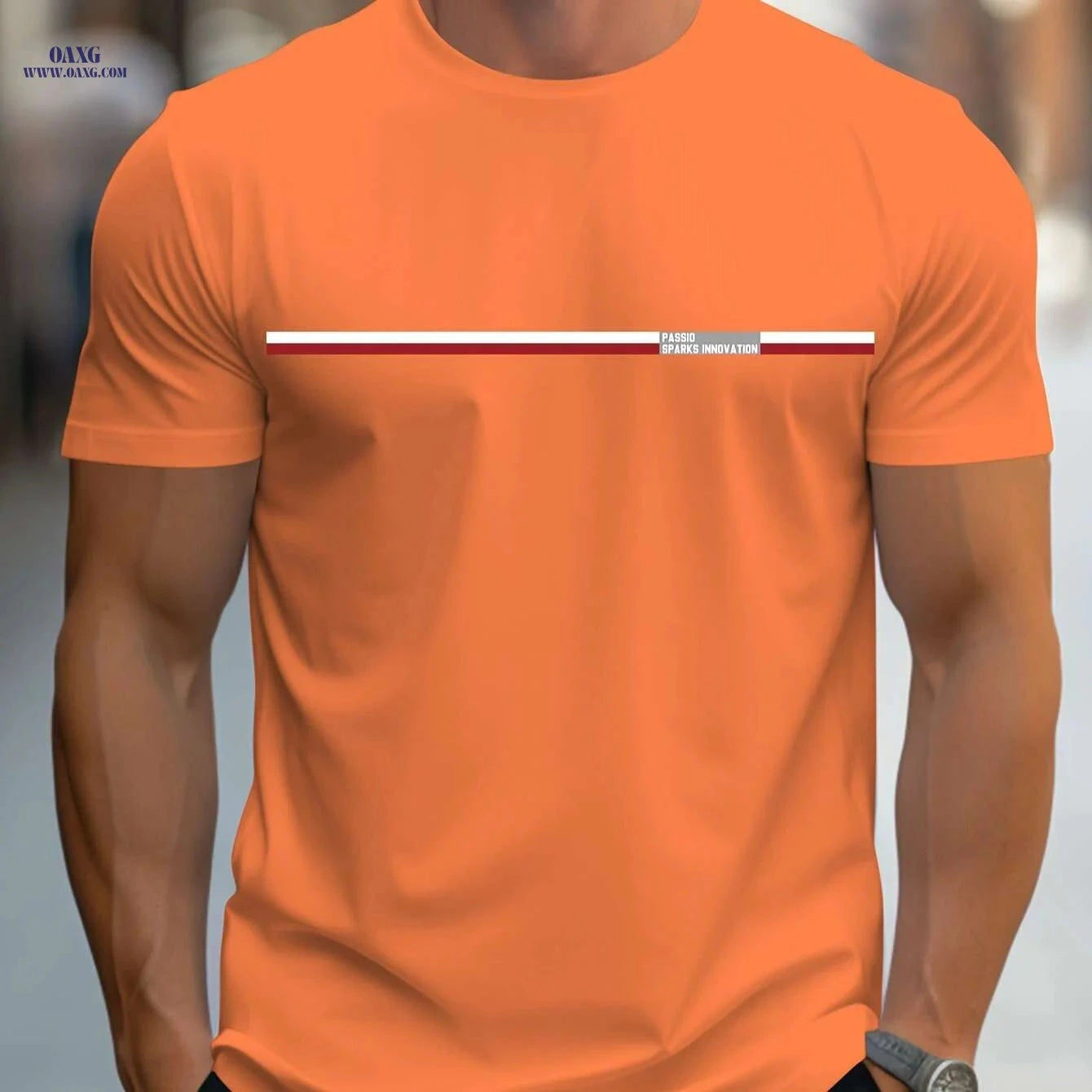 MBDMBD Lightweight Orange Casual T-Shirt - Men's Summer Graphic Tee   OAXG 