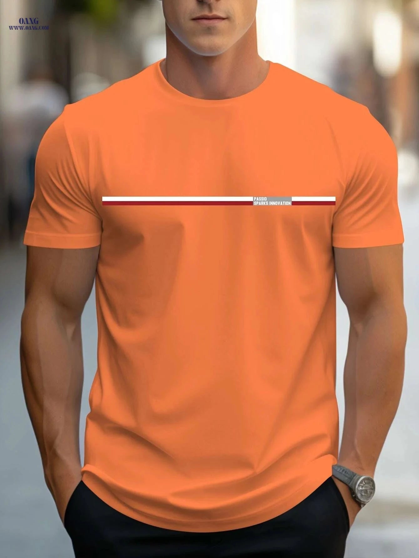 MBDMBD Lightweight Orange Casual T-Shirt - Men's Summer Graphic Tee   OAXG Navy Blue / S