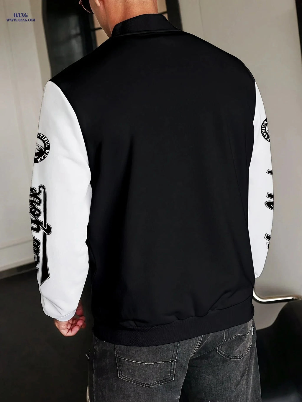 MBDMBD Men's Color Block Baseball Jacket - Stylish Zip-Up for Fall   OAXG 