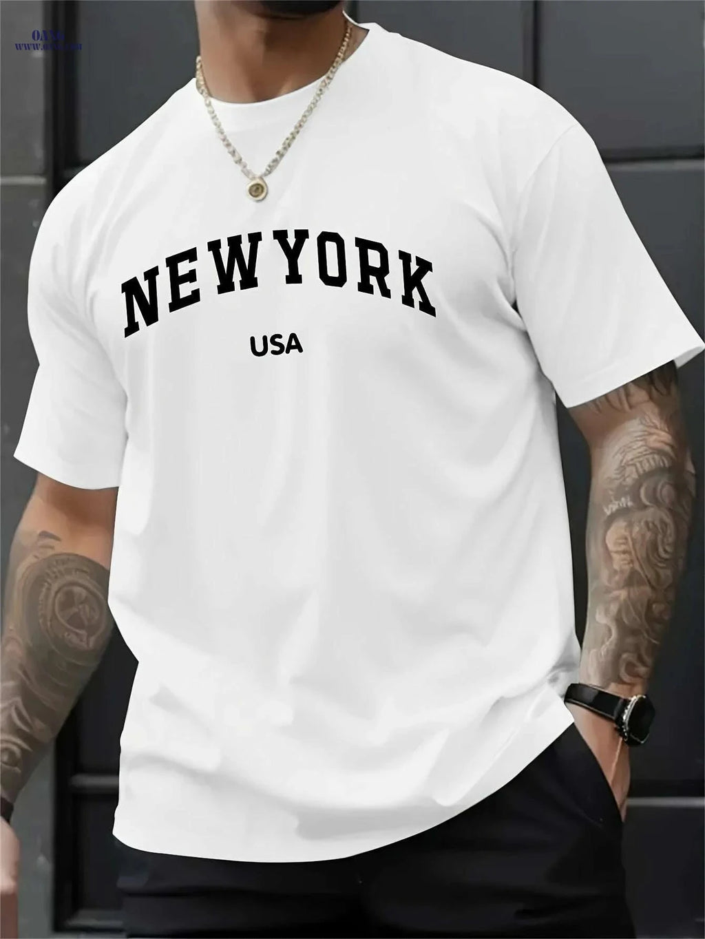 MBDMBD Men's NYC Skyline Tee - Casual Short Sleeve, Summer Style   OAXG 