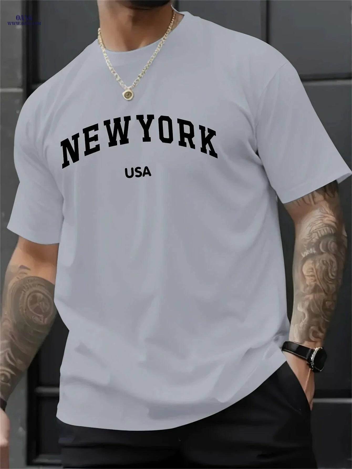 MBDMBD Men's NYC Skyline Tee - Casual Short Sleeve, Summer Style   OAXG 