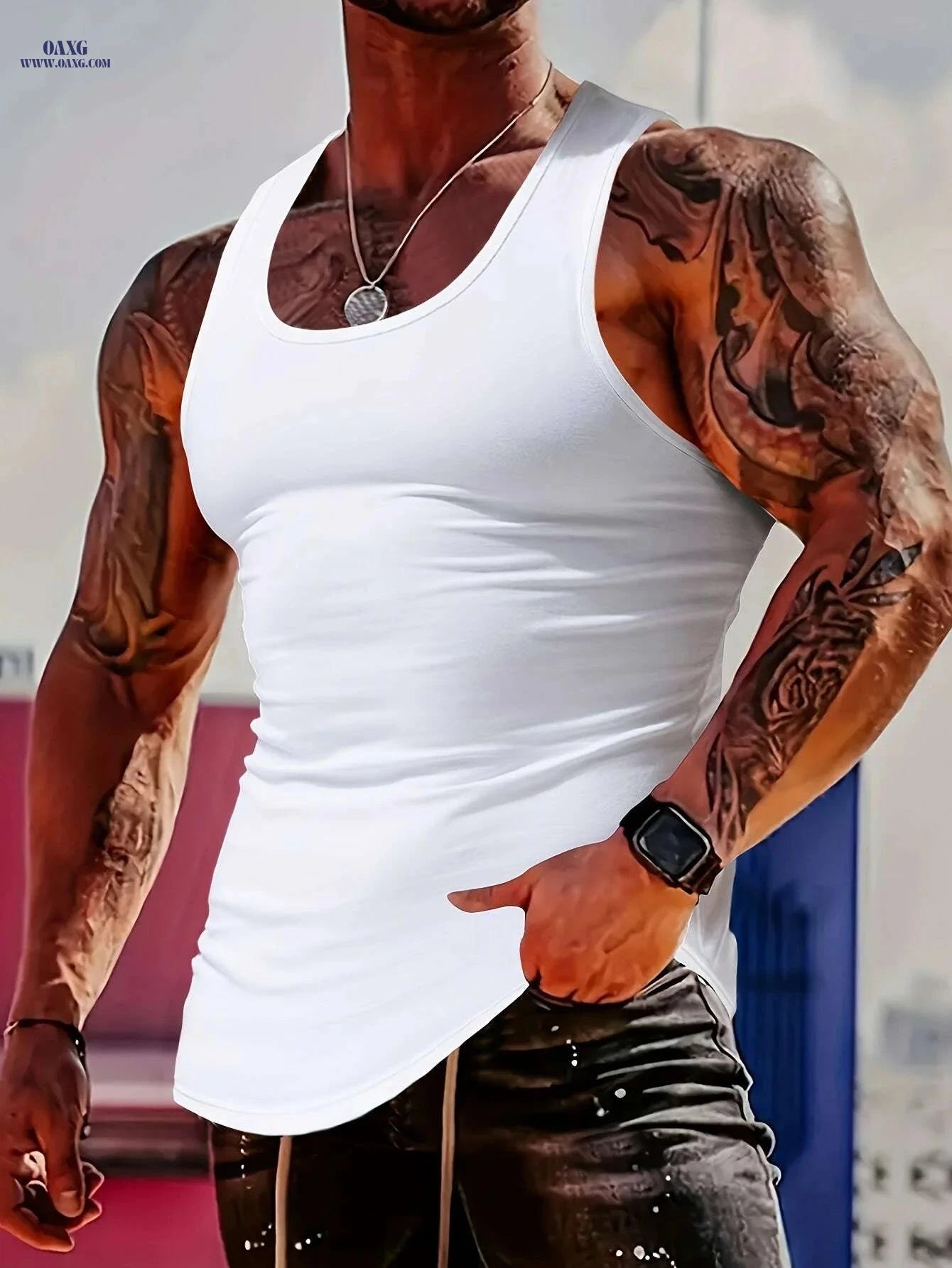 MBDMBD Men's Sleeveless Gym Shirt - Muscle-Building Workout Top   OAXG Black / S