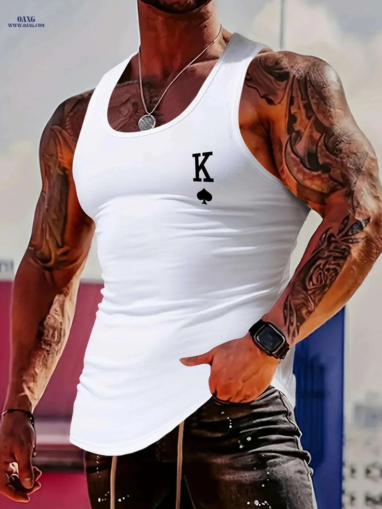MBDMBD Men's Sleeveless Gym Shirt - Muscle-Building Workout Top   OAXG Black / S