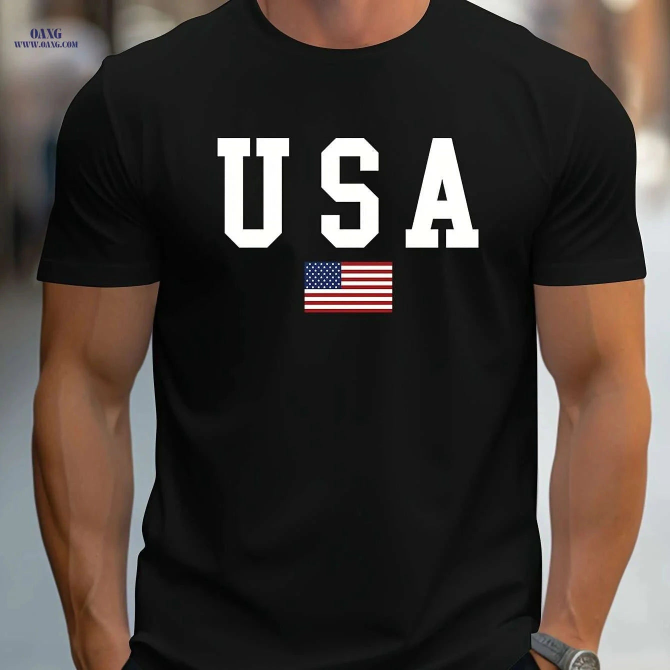MBDMBD Men's USA Flag T-Shirt - Casual Heavyweight Summer Tee   OAXG 