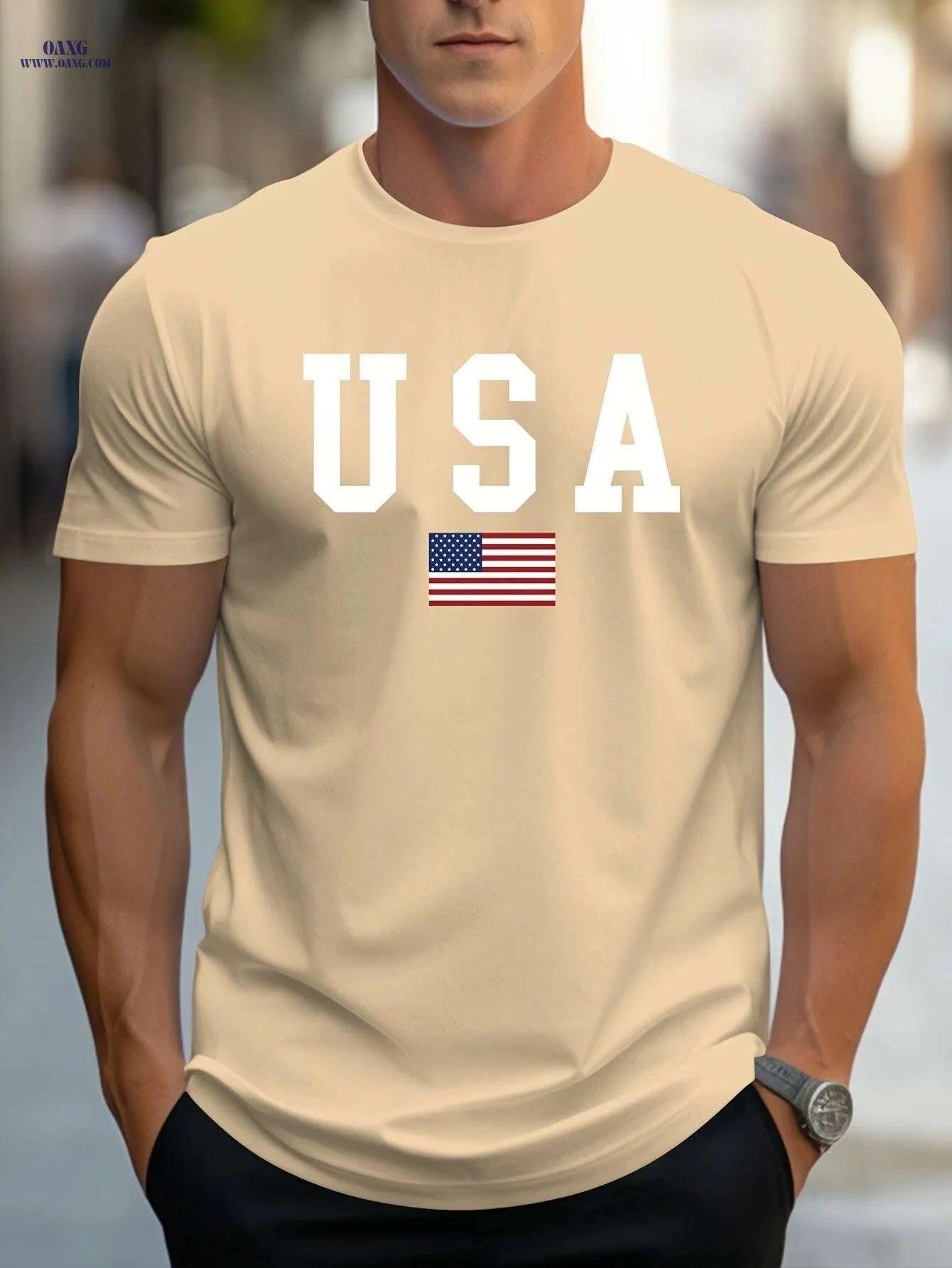 MBDMBD Men's USA Flag T-Shirt - Casual Heavyweight Summer Tee   OAXG 