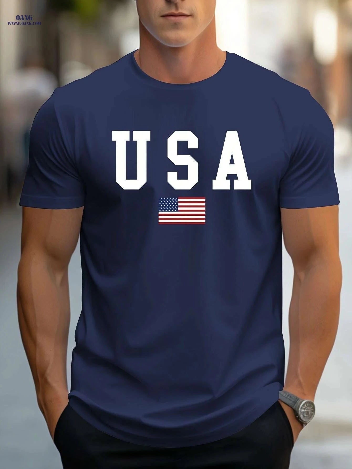 MBDMBD Men's USA Flag T-Shirt - Casual Heavyweight Summer Tee   OAXG 