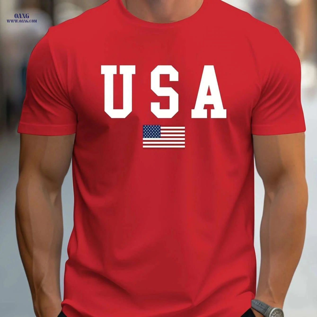 MBDMBD Men's USA Flag T-Shirt - Casual Heavyweight Summer Tee   OAXG 