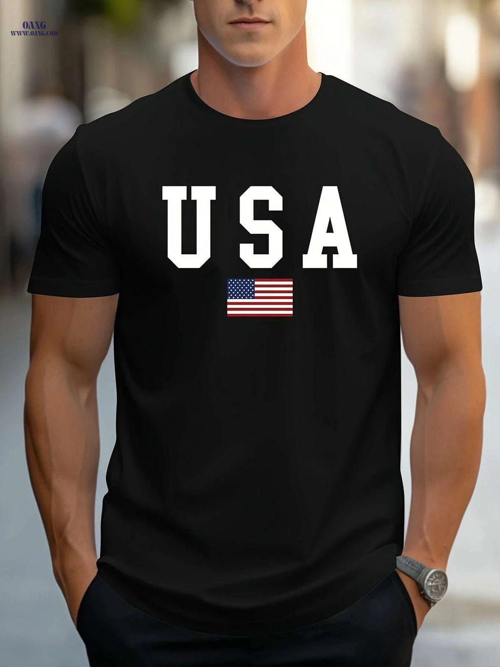 MBDMBD Men's USA Flag T-Shirt - Casual Heavyweight Summer Tee   OAXG 