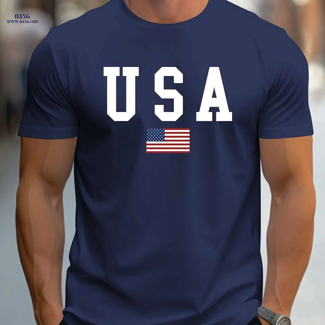 MBDMBD Men's USA Flag T-Shirt - Casual Heavyweight Summer Tee   OAXG White / S