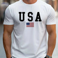 MBDMBD Men's USA Flag T-Shirt - Casual Heavyweight Summer Tee   OAXG White / S