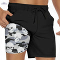 Men's 2-in-1 Camouflage Swimwear - Lightweight Beach Pants with Skull Print   OAXG Black / S
