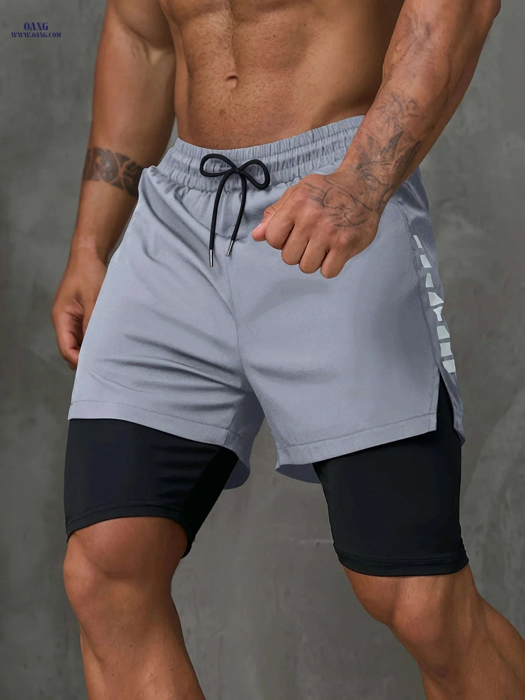 Men's 2-in-1 Casual Active Shorts for Workouts - Polyester Stretch Fit   OAXG Blue / FR S