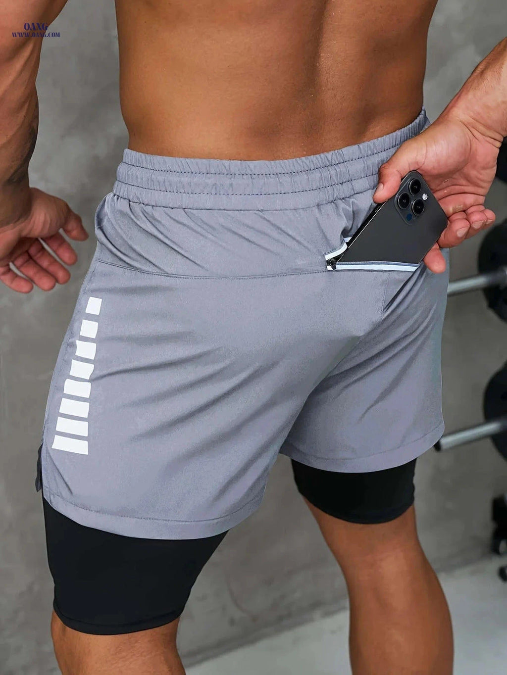 Men's 2-in-1 Casual Active Shorts for Workouts - Polyester Stretch Fit   OAXG Blue / FR S