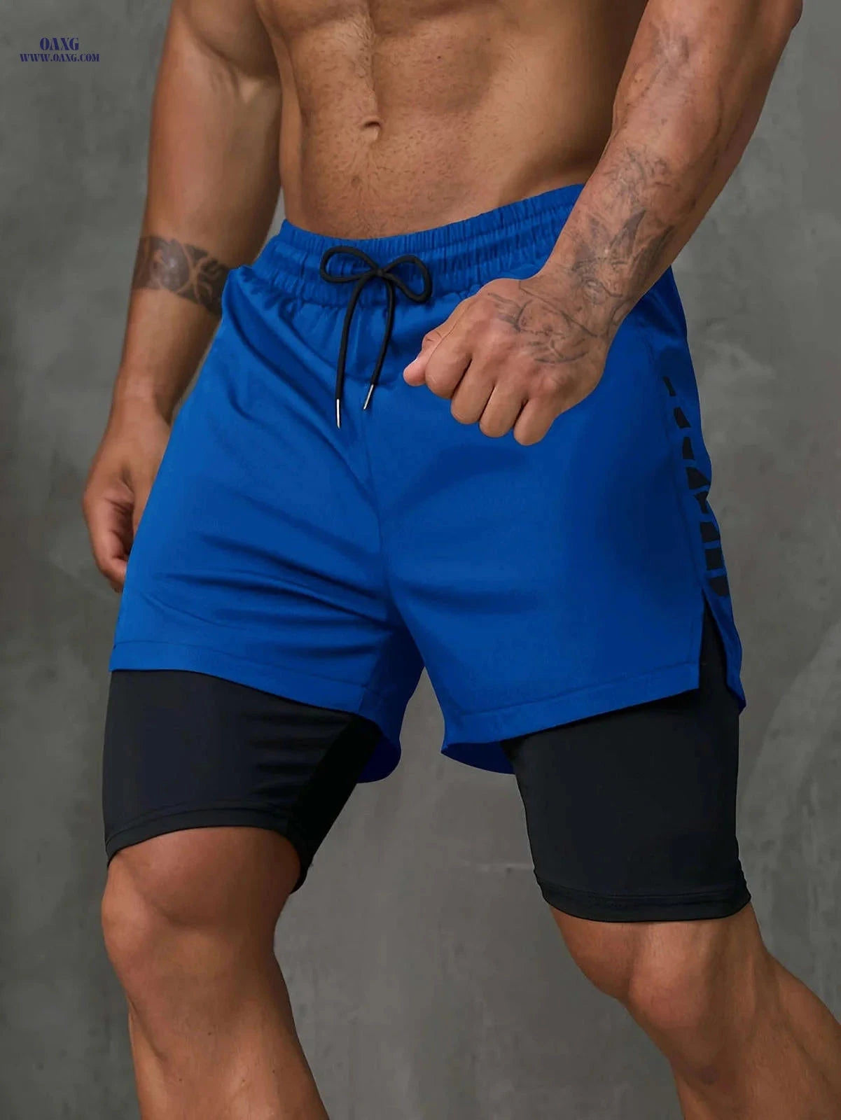 Men's 2-in-1 Casual Active Shorts for Workouts - Polyester Stretch Fit   OAXG Blue / FR S