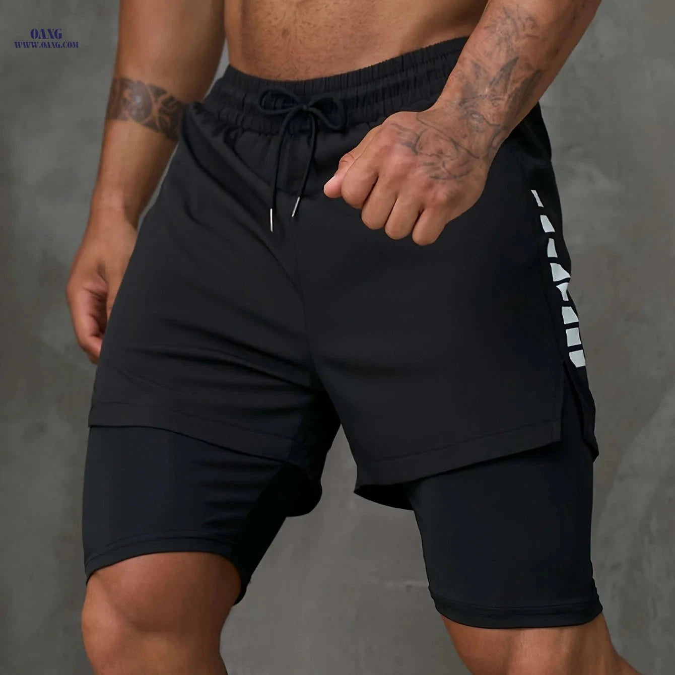 Men's 2-in-1 Casual Active Shorts for Workouts - Polyester Stretch Fit   OAXG Blue / FR S