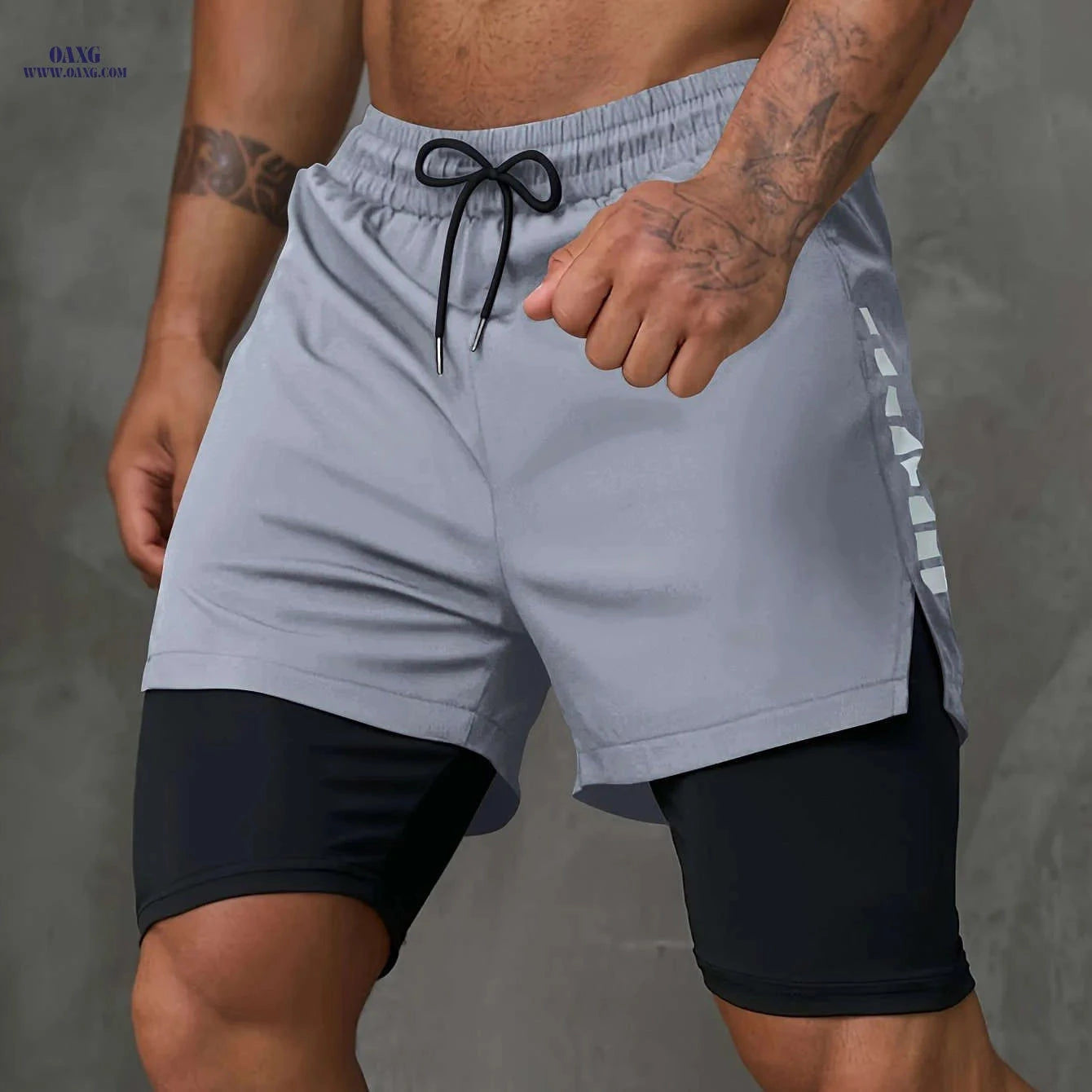 Men's 2-in-1 Casual Active Shorts for Workouts - Polyester Stretch Fit   OAXG Blue / FR S