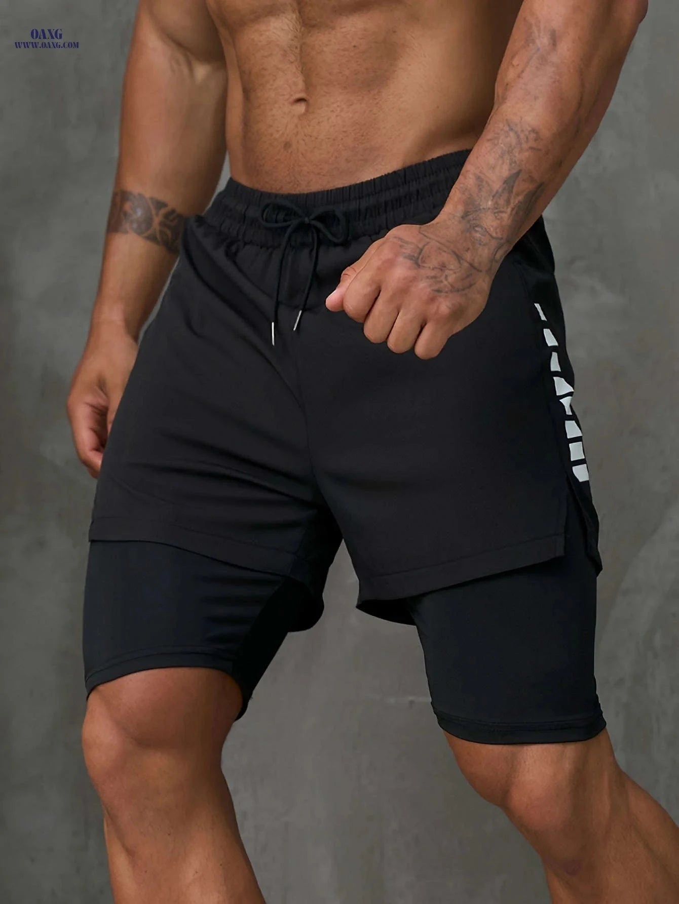Men's 2-in-1 Casual Active Shorts for Workouts - Polyester Stretch Fit   OAXG 