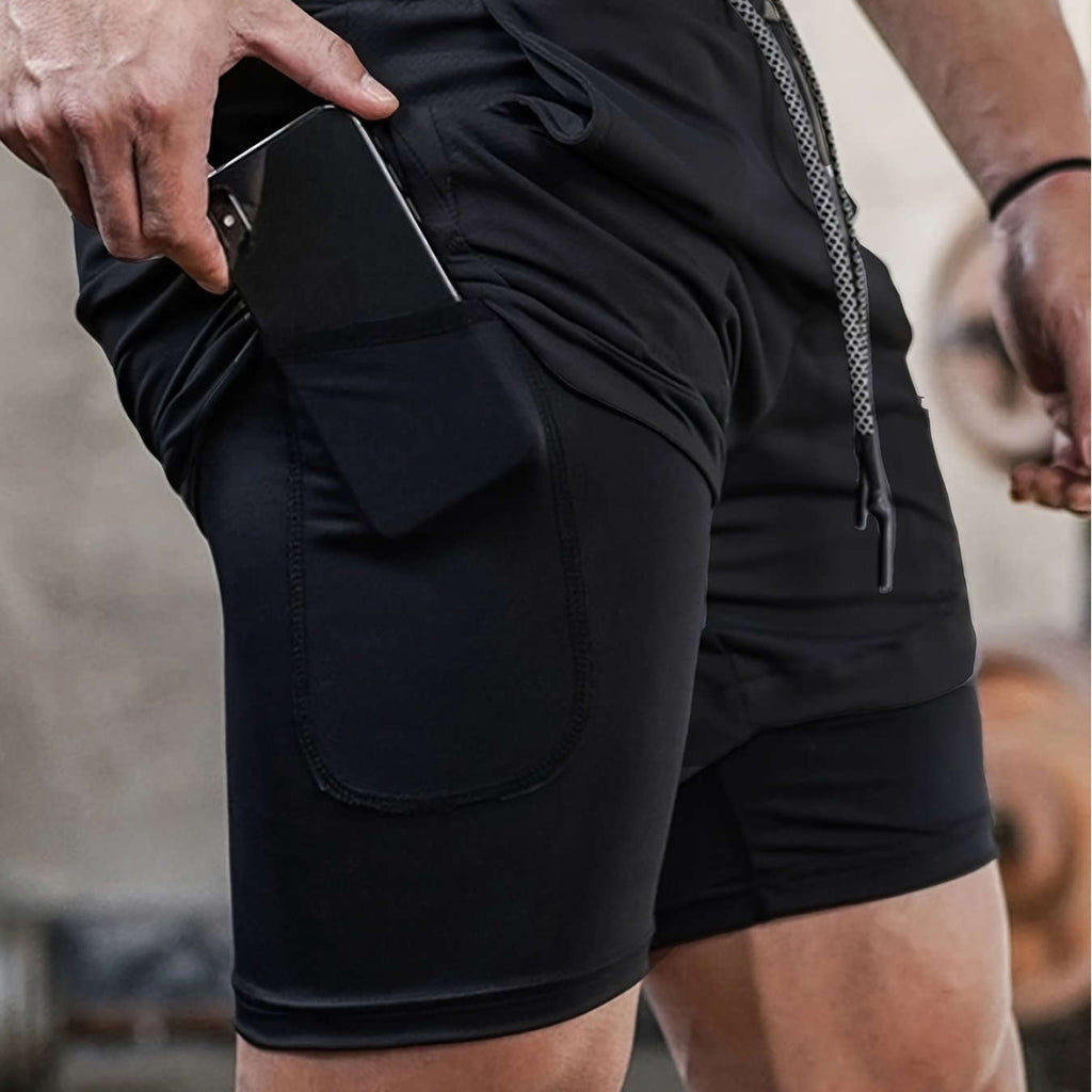 Men's 2-in-1 Casual Shorts - Perfect for Running & Workout Activities   OAXG 