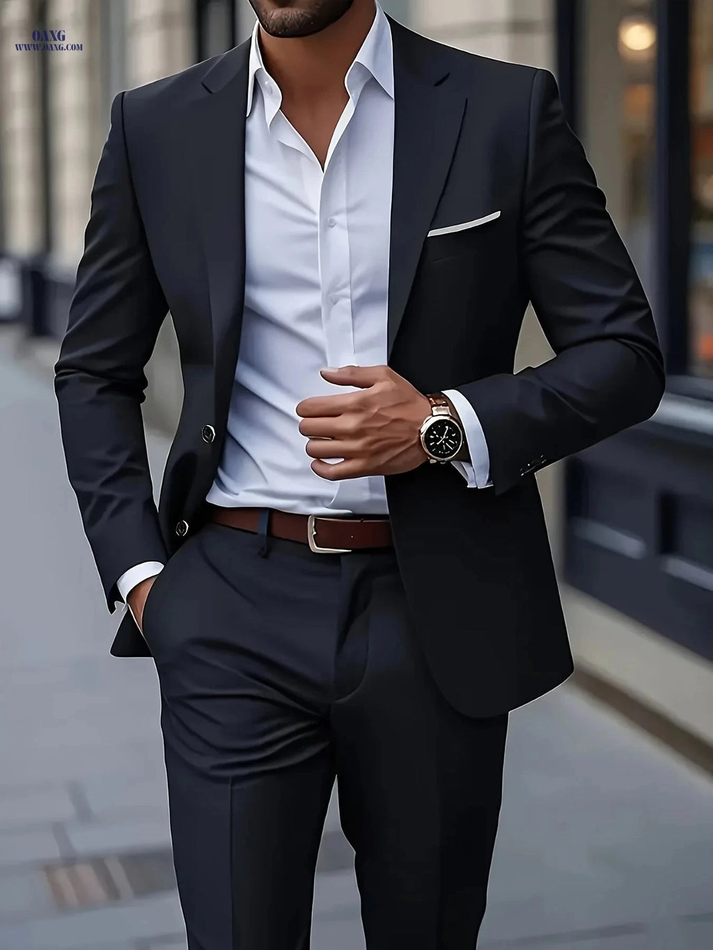 Men's 2-Piece Formal Suit Set - Blazer & Trousers for Office   OAXG 
